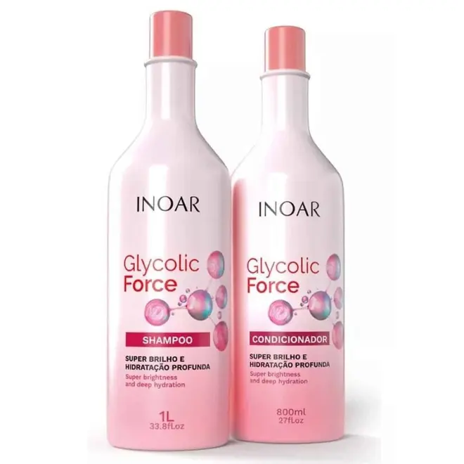 INOAR KIT GLYCOLIC FORCE SHAMPOO 1L + CONDICIONADOR 800ML