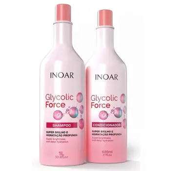 INOAR KIT GLYCOLIC FORCE SHAMPOO 1L + CONDICIONADOR 800ML