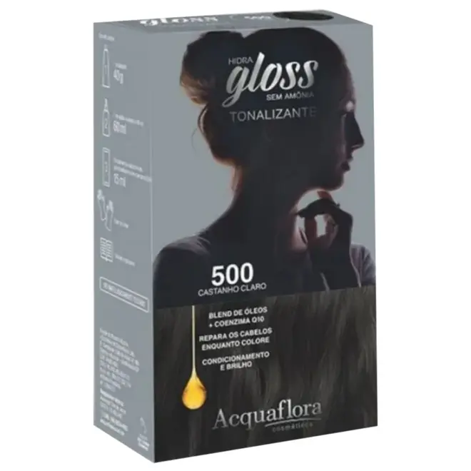 ACQUAFLORA HIDRA GLOSS TONALIZANTE CASTANHO CLARO 500