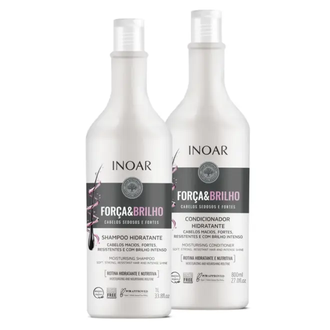 INOAR FORÇA E BRILHO KIT SHAMPOO 1000ML + CONDICIONADOR 800ML