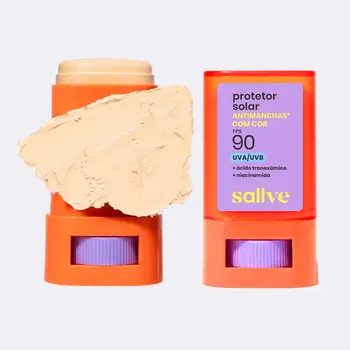 SALLVE PROTETOR SOLAR BASTÃO ANTIMANCHAS COM COR FPS 90 COR 5 15G