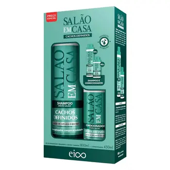EICO KIT SHAMPOO 800ML E CONDICIONADOR 450ML SALÃO EM CASAS CACHOS 1250ML