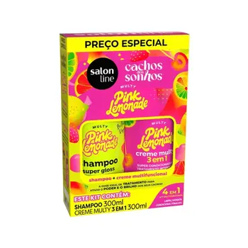 SALON LINE CACHOS DOS SONHOS KIT SHAMPOO E CREME MULTY PINK LEMONADE 300ML